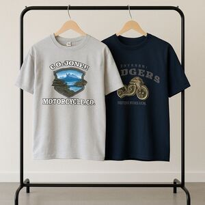 Lot of 2 Motorcycle Cotton Tee Shirts Dodgers and Guatemala Sz M